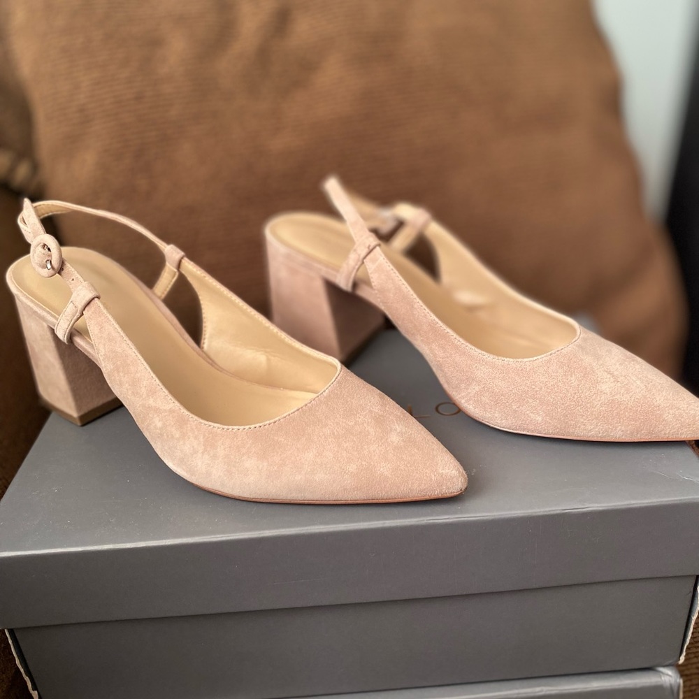 Ann Taylor Esme Suede Block Heel Slingback-Missy